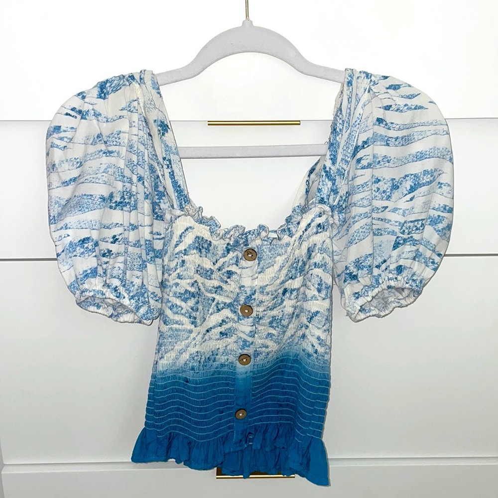 Surf Gypsy Cute Blue and White Tiger Stripe Top